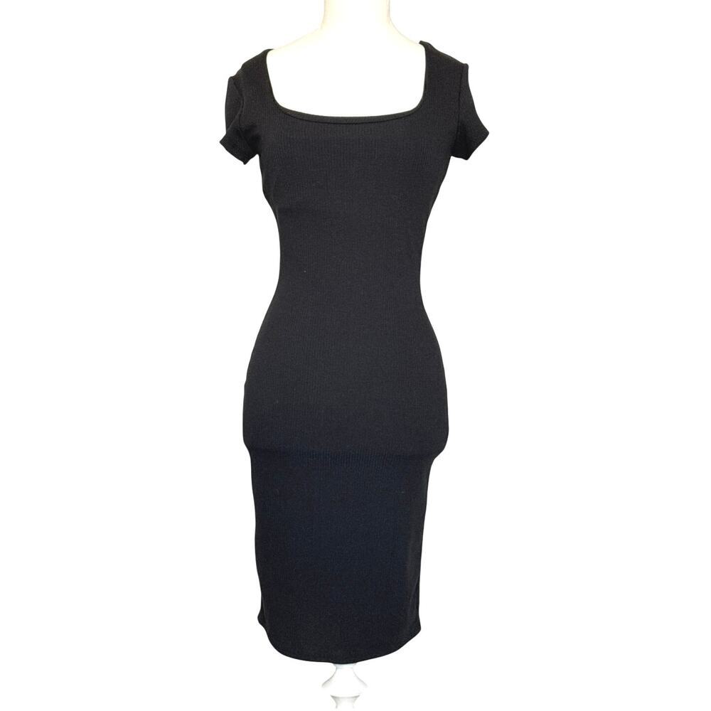 See You Monday Black Bodycon Midi Dress Size M